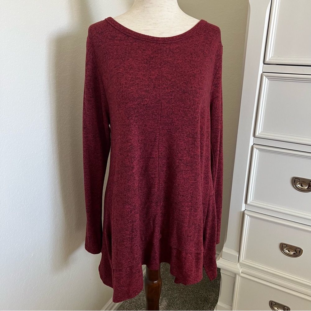 Heathered Burgundy Button Down Back Tunic